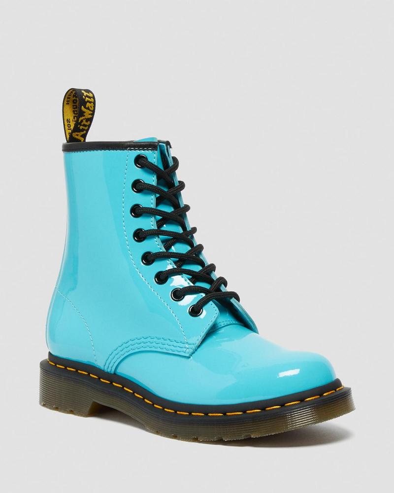 Dr Martens 1460 Lak Leren Veterlaarzen Dames Turquoise | NL 583WNB